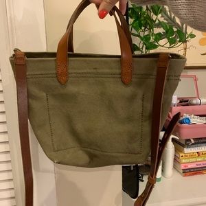 Madewell green canvas cross body bag